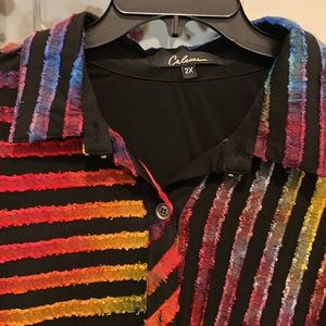 Textured velvet colorful oversized jacket/blouse! Like new!